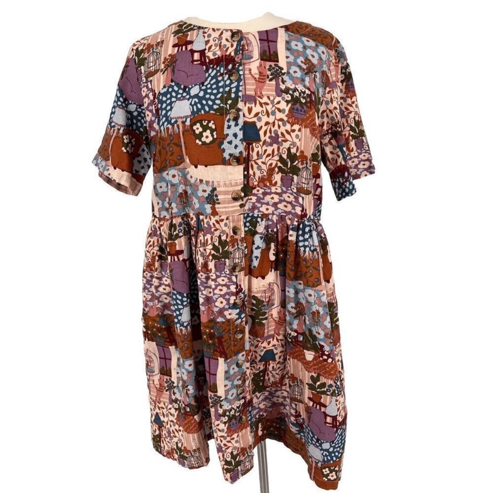 Modcloth Princess Highway Babydoll Button Dress Lounging Cat's Lair Size 12